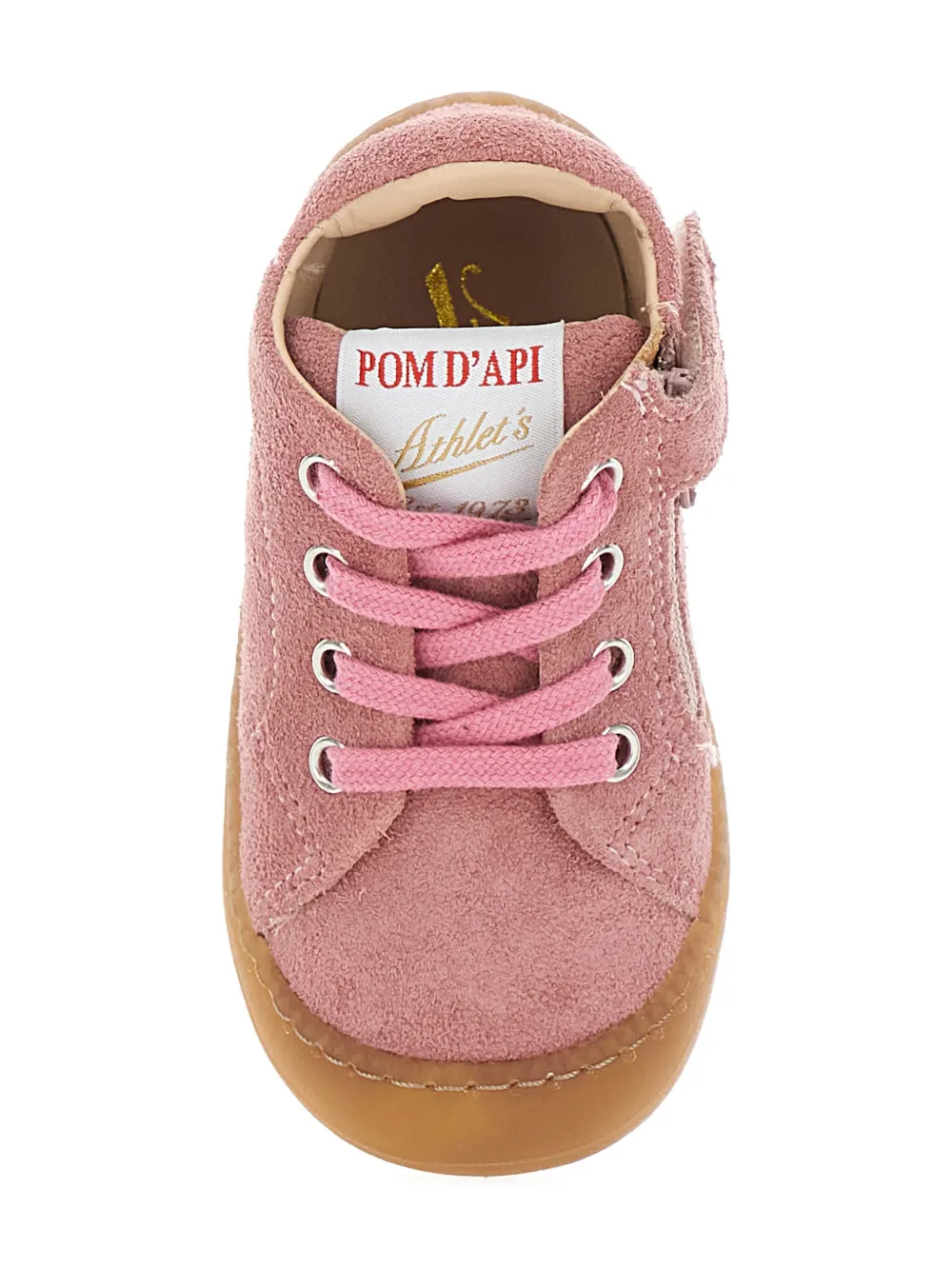 Замшевые кроссовки на низкой подошве Pom D’Api Kids, розовый — фото 4