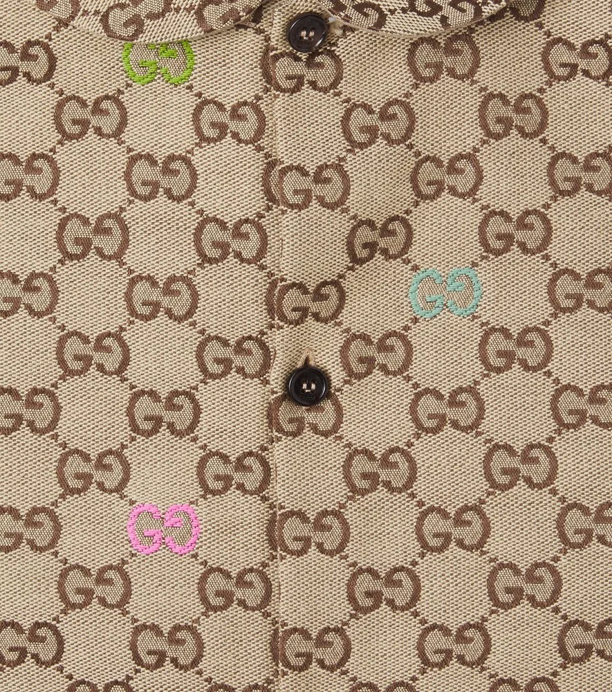 Платье GG из хлопковой смеси Gucci Kids, бежевый — фото 3
