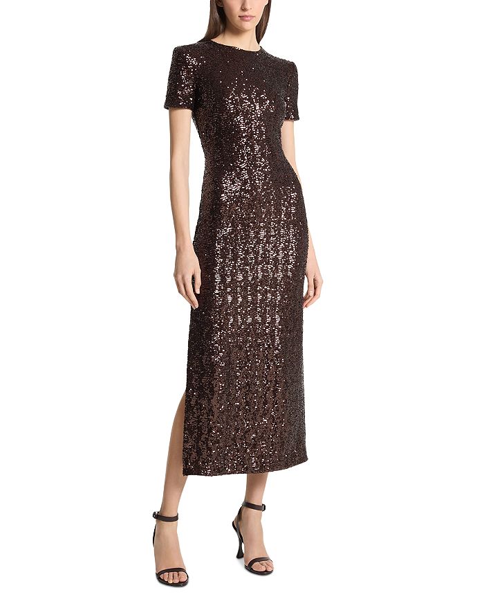 

Блестящее платье-футболка Michael Kors Collection, коричневый