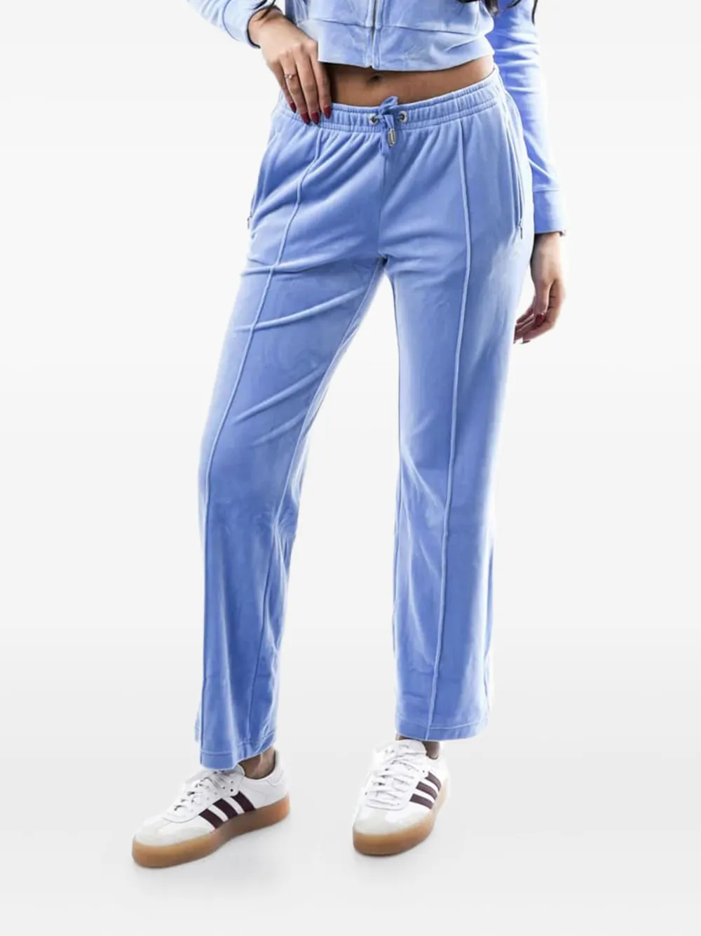 

Велюровые спортивные брюки, украшенные стразами Juicy Couture, синий