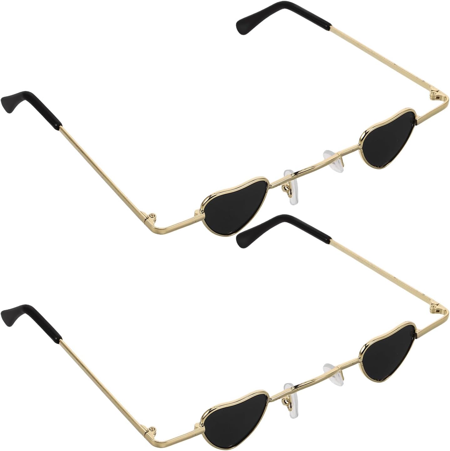 

2 пары солнцезащитных очков в форме сердца в маленькой оправе для женщин и мужчин, ретро-очки в стиле хип-хоп с защитой от УФ-излучения для путешествий и вечеринок ifundom, Black -Ideal for various events: great for parties