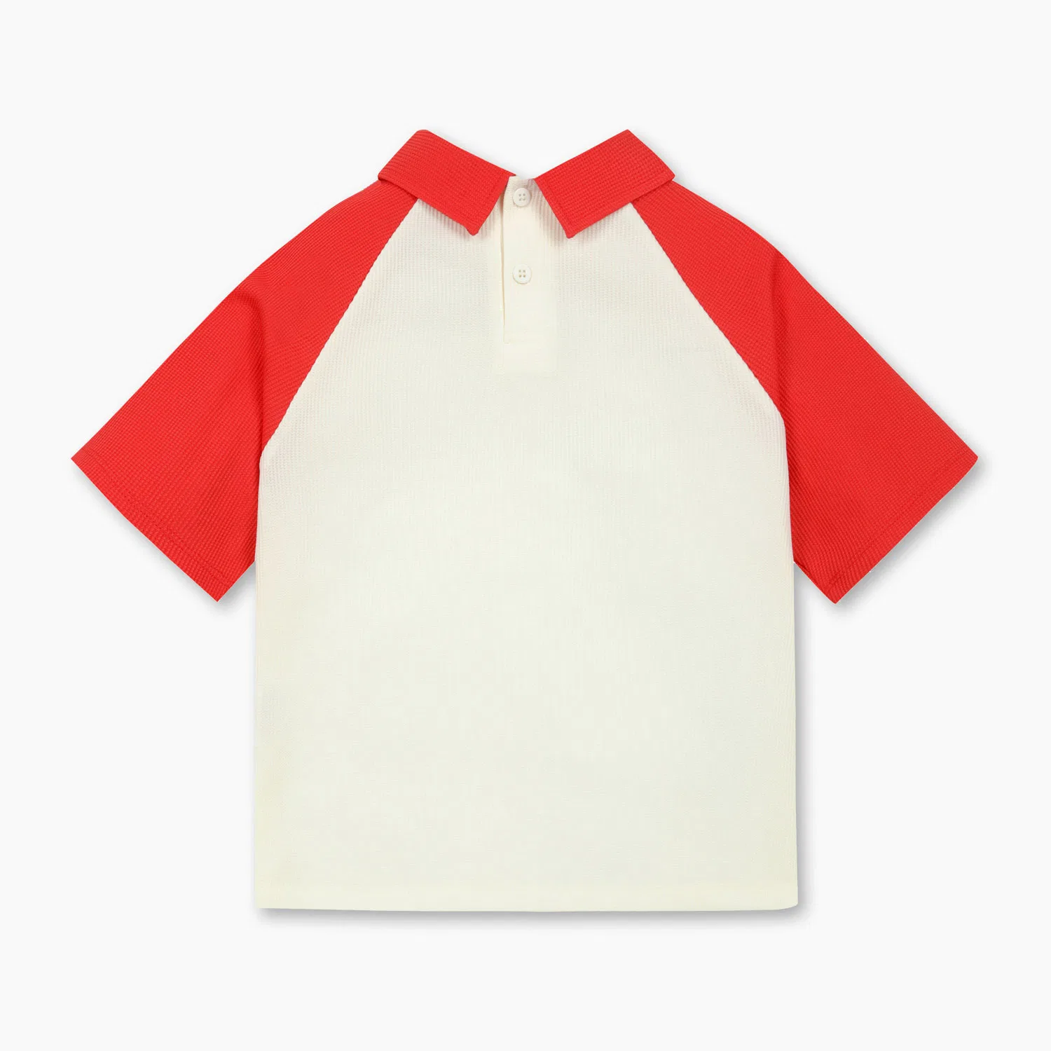 Детская футболка-поло реглан вафельная красная от Benetton Kids — фото 2