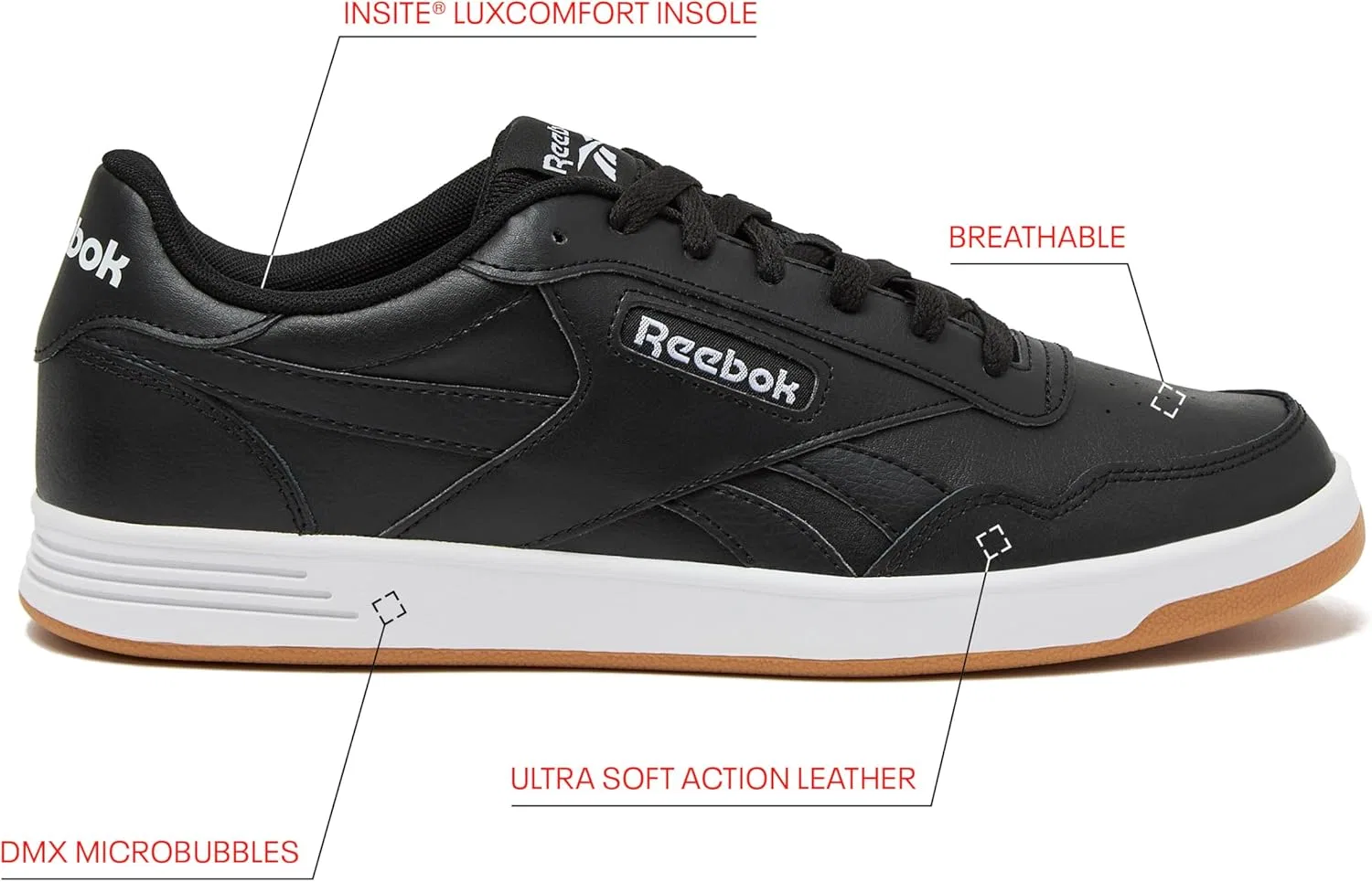 Кроссовки Women's Court Advance Reebok, Core Black Footwear White Reebok Gum — фото 2