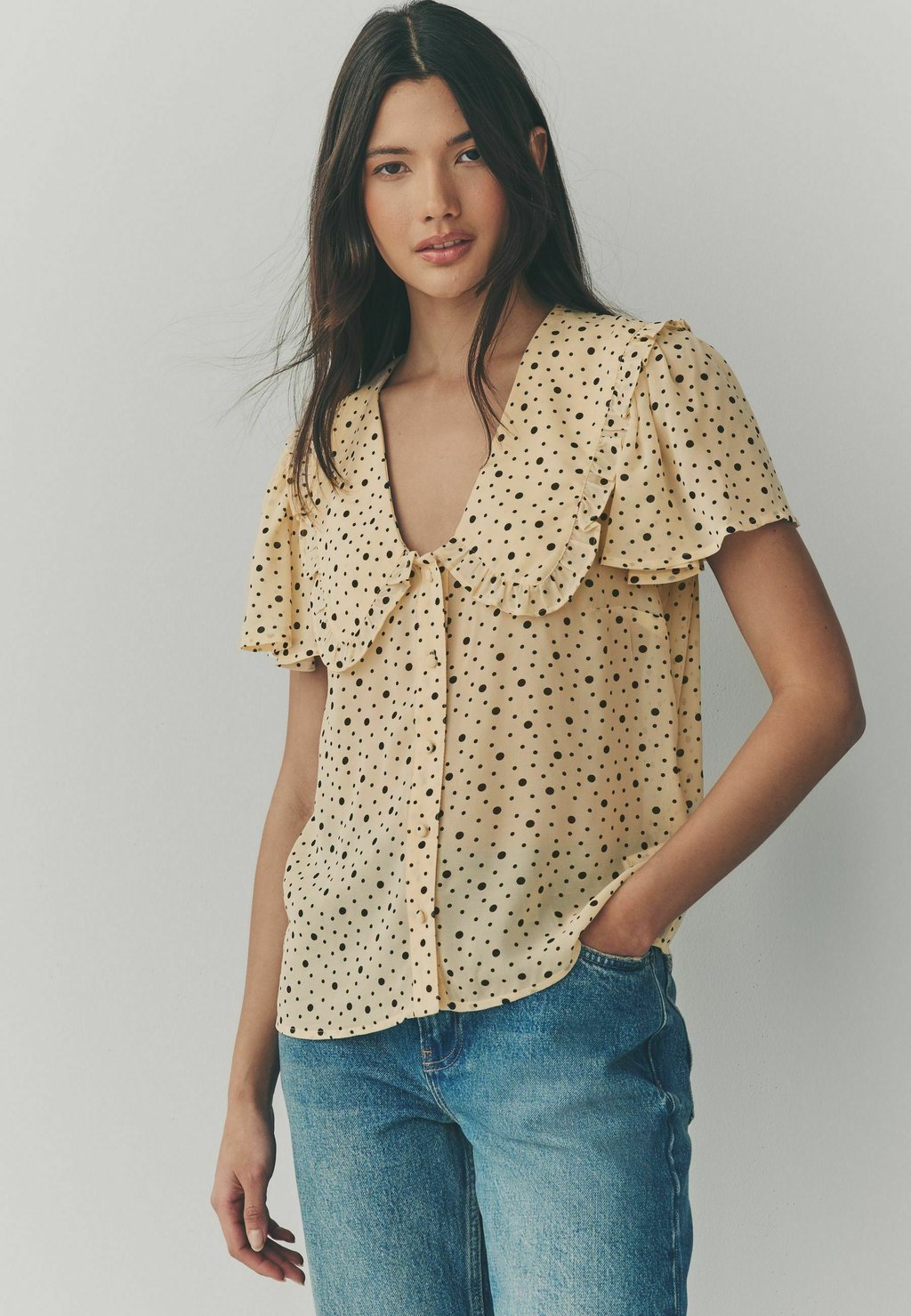 

Рубашка REGULAR FIT - PETER PAN COLLAR SHEER SHORT SLEEVE Next, желтый