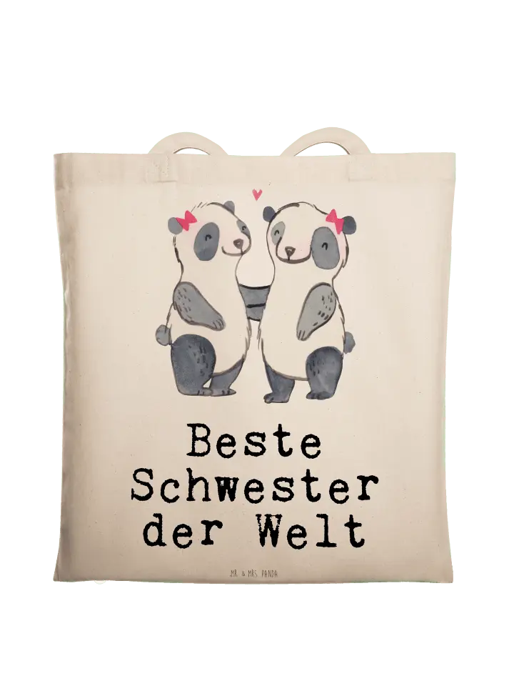 

Сумка для переноски Mr & Mrs Panda Panda Beste Schwester der Welt, кремовый