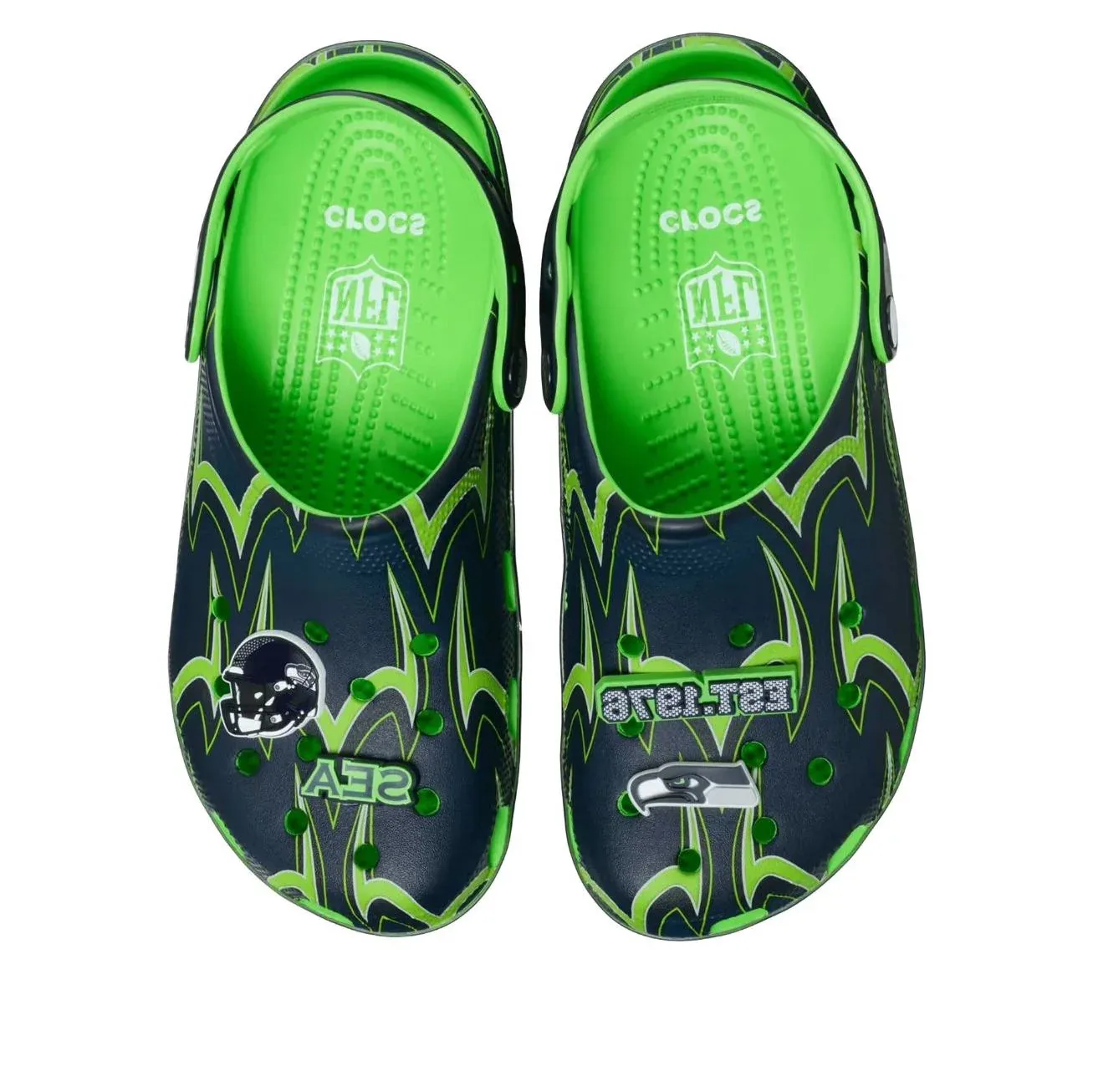 Сабо Crocs x NFL Classic Clog 'Seattle Seahawks', зеленый — фото 4