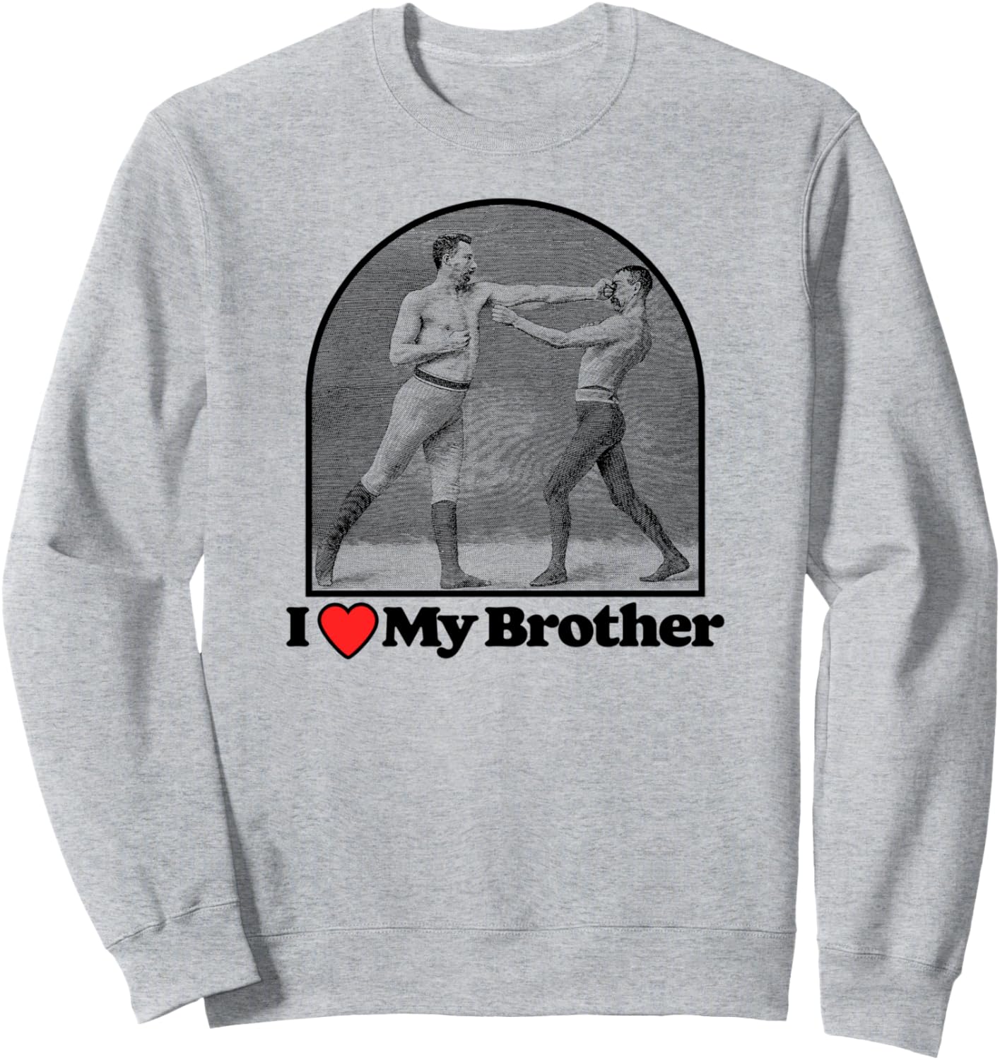 

Забавная винтажная толстовка с надписью «Я люблю своего брата» и изображением боксера и брата-бойца The Robot Ranger - Fun Apparel & Gifts, серый
