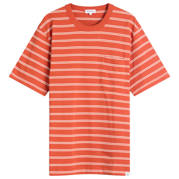 

Футболка Holger с полосками на кармане Norse Projects, цвет blood orange