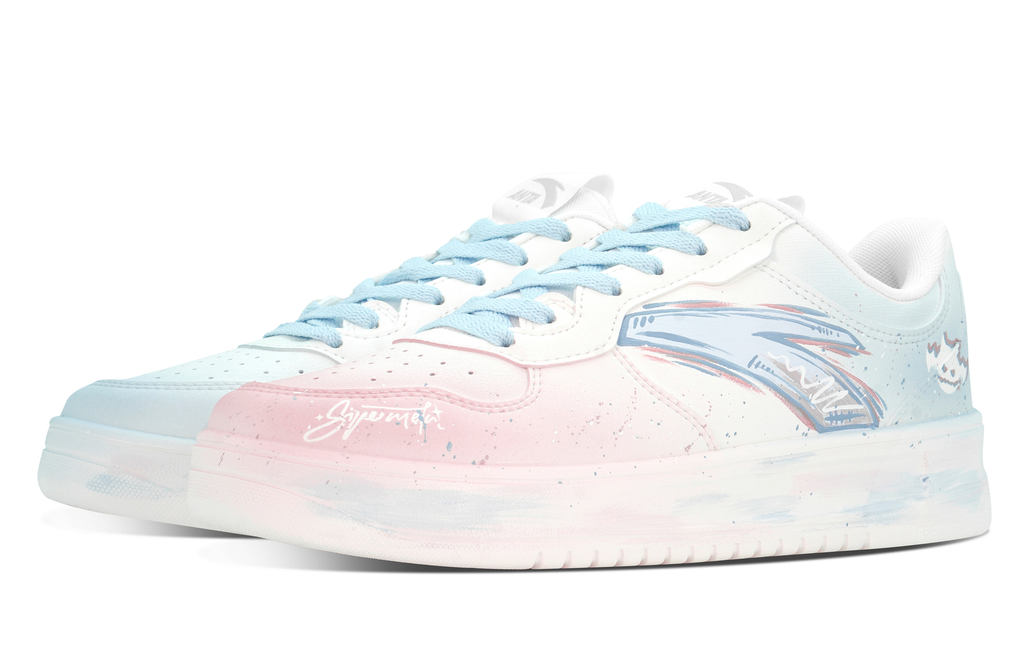 

ANTA Расслабленные устойчивые к истиранию увеличивающие рост низкие скейтерские кроссовки men's синий розный mismatched