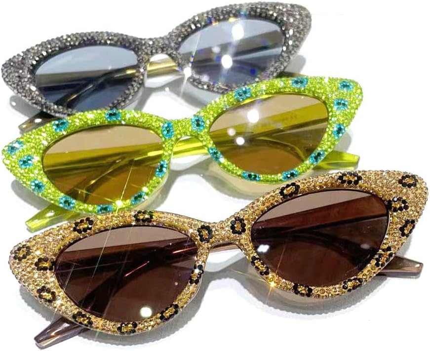 

Willochra Сексуальные солнцезащитные очки «кошачий глаз» для женщин, солнцезащитные очки с бриллиантами, женские солнцезащитные очки со стразами, блестящие кристальные очки для вечеринки, 3pcs-leopard&green&black