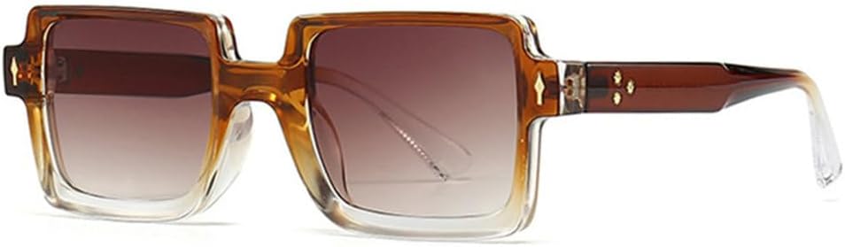 

Солнцезащитные очки в стиле ретро с заклепками в стиле панк для мужчин, защита от УФ-излучения UV400, модный градиент для женщин, трендовые солнцезащитные очки MTZJH, Brown Tea Gradient