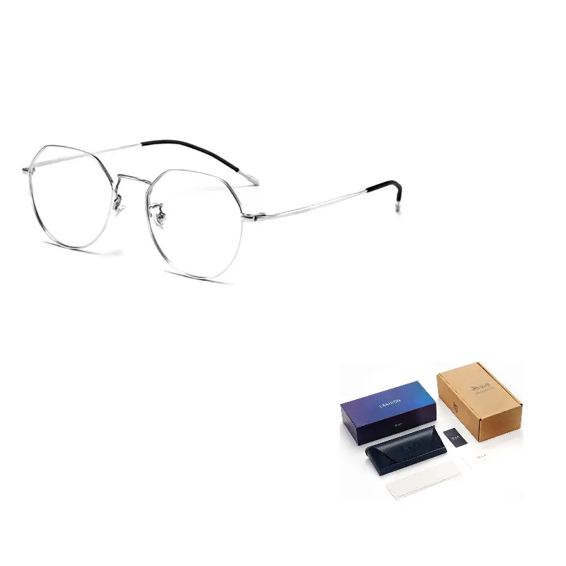 

LASHION Титановая оправа для очков нестандартной формы унисекс, 【Heart-shaped titanium frame】Silver anti-blue light lens [no degree]