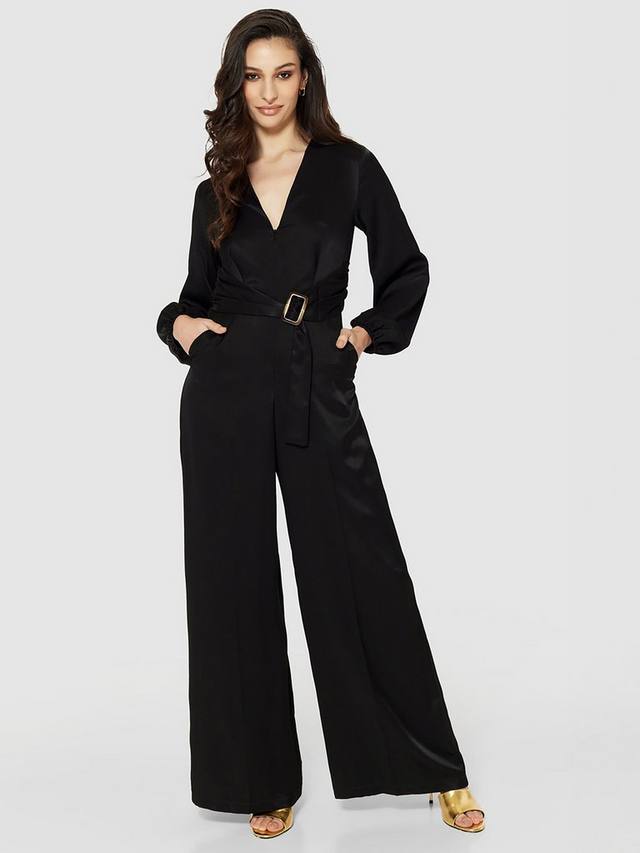 

Комбинезон с прямыми штанинами с поясом Closet London, черный