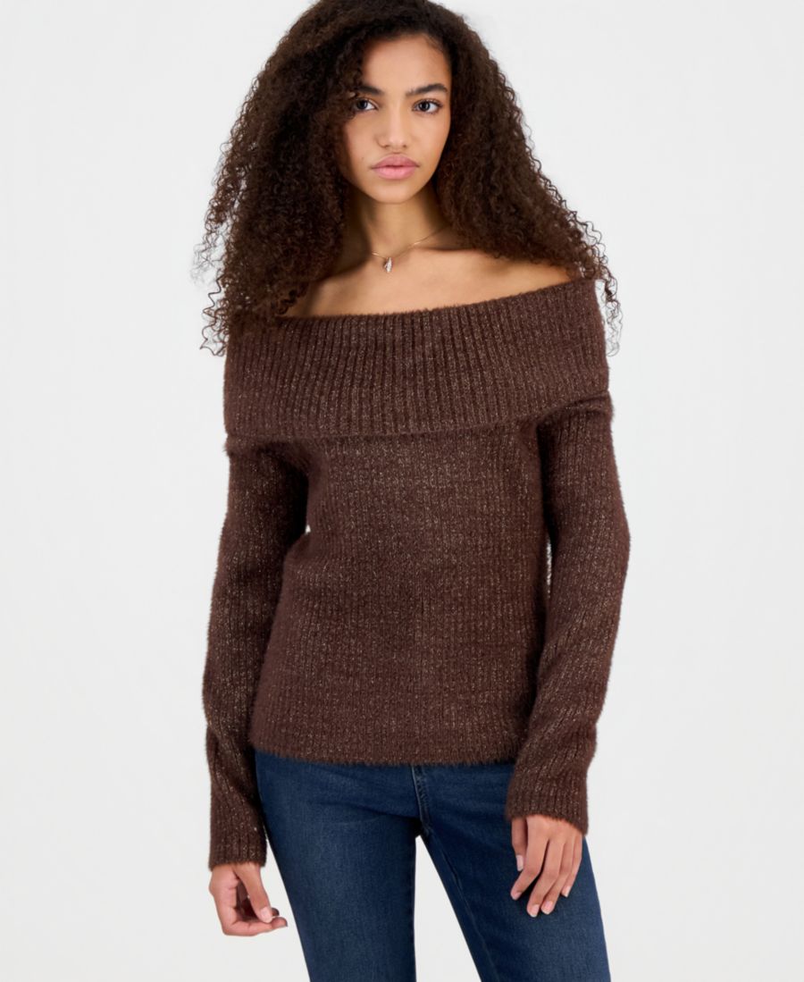 

Детский свитер "Мэрилин" с открытыми плечами и люрексом Hippie Rose, Shaved Chocolate