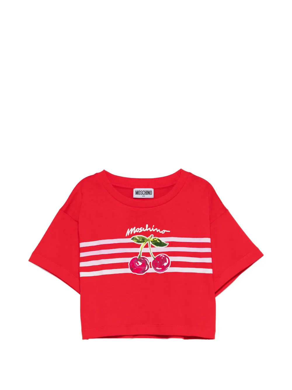 

Футболка с принтом вишен Moschino Kids, красный