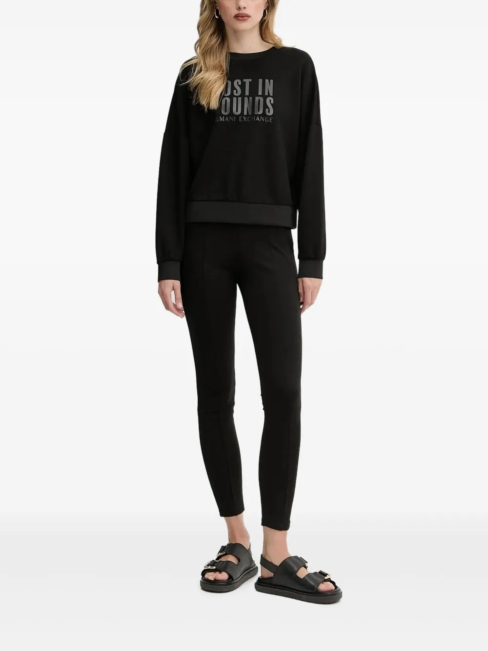 

Толстовка с круглым вырезом в рубчик Armani Exchange, черный