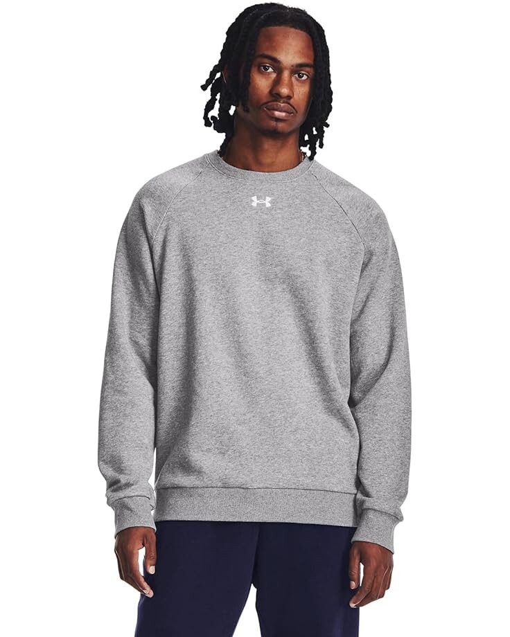 

Толстовка Under Armour Rival Fleece Crew, цвет Castlerock Light Heather/White
