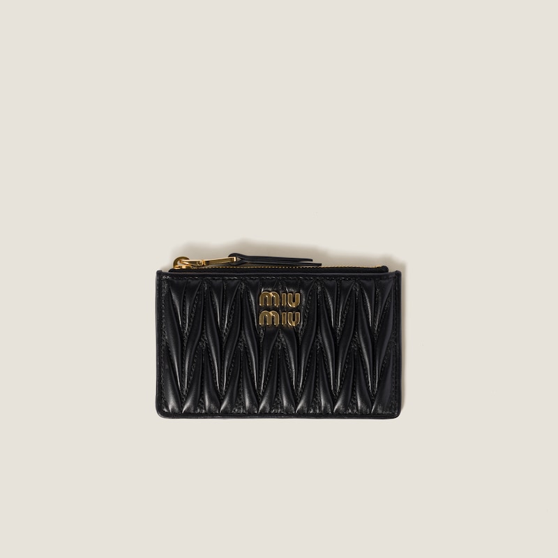 

Стеганый кошелек из кожи наппа Miu Miu, черный