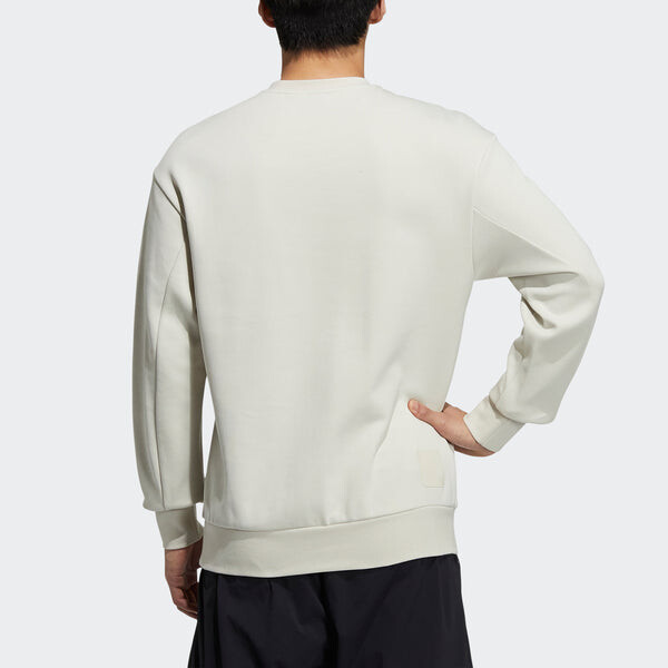 Толстовка Men's adidas Wj Logo Swt Sports Round Neck Pullover Creamy White, белый — фото 3