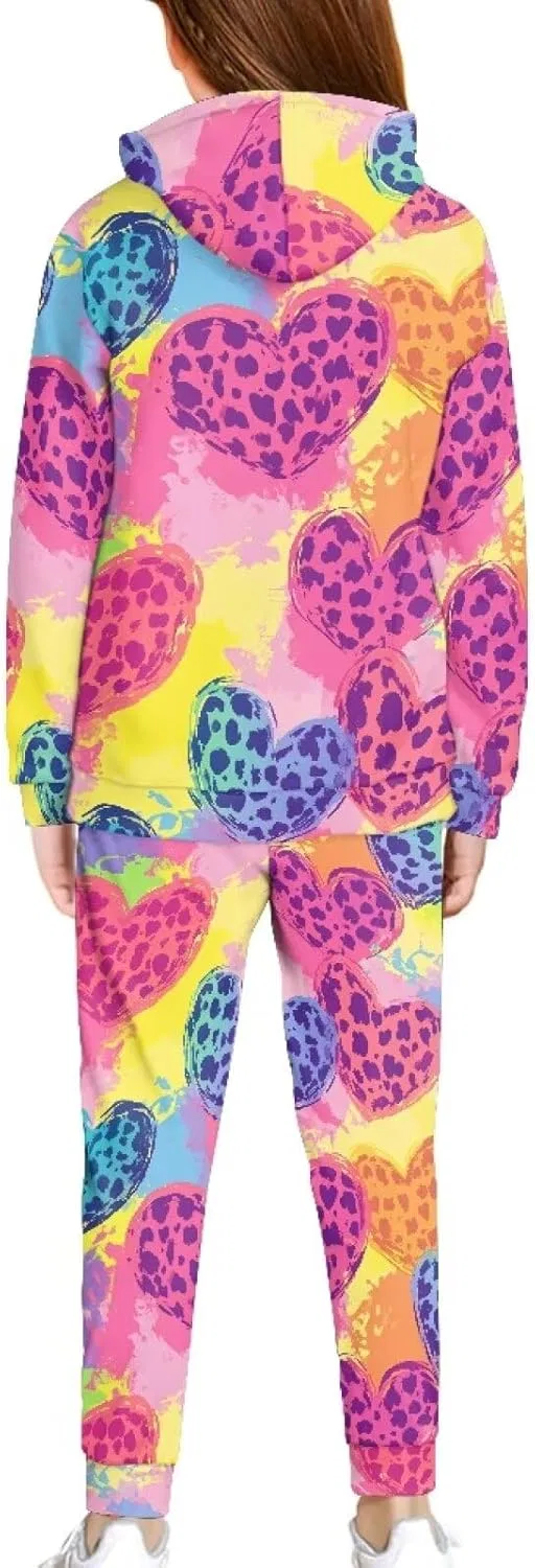 Детский спортивный костюм с капюшоном Xpyiqun, 2 предмета, Leopard Heart Print B — фото 2