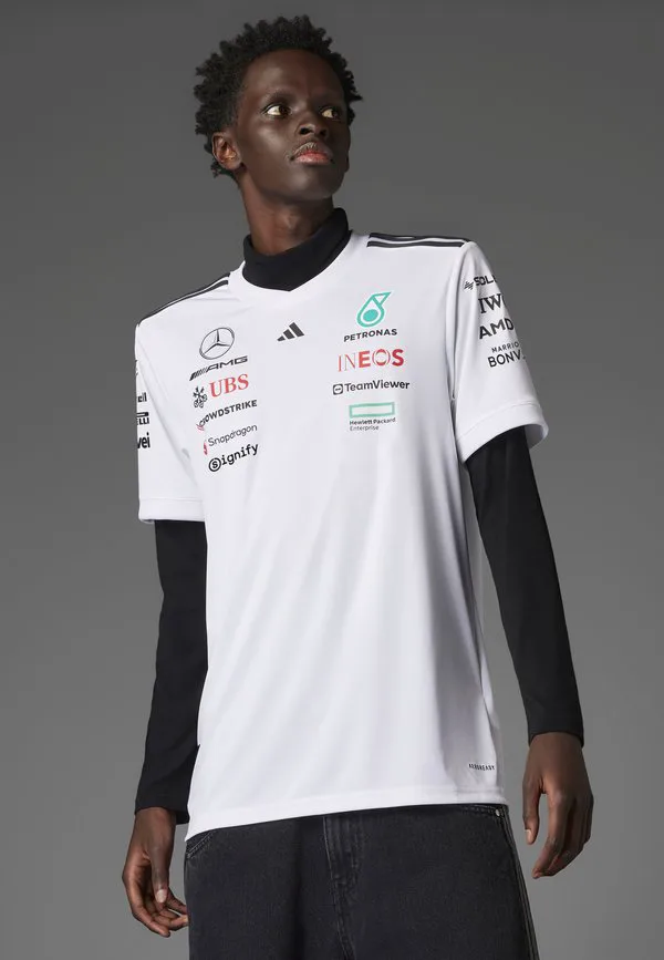 Футболка с принтом mercedes amg petronas formula one team, белая, для мужчин. Adidas Originals, White Black