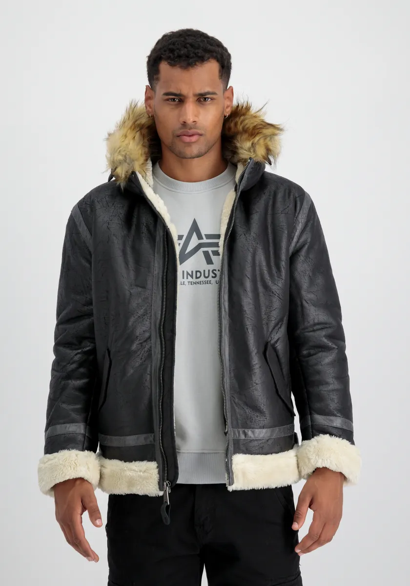 

Кожаная куртка Alpha Industries " Alpha Industries Men - Кожаные и веганские куртки B3 FL Hooded", черный