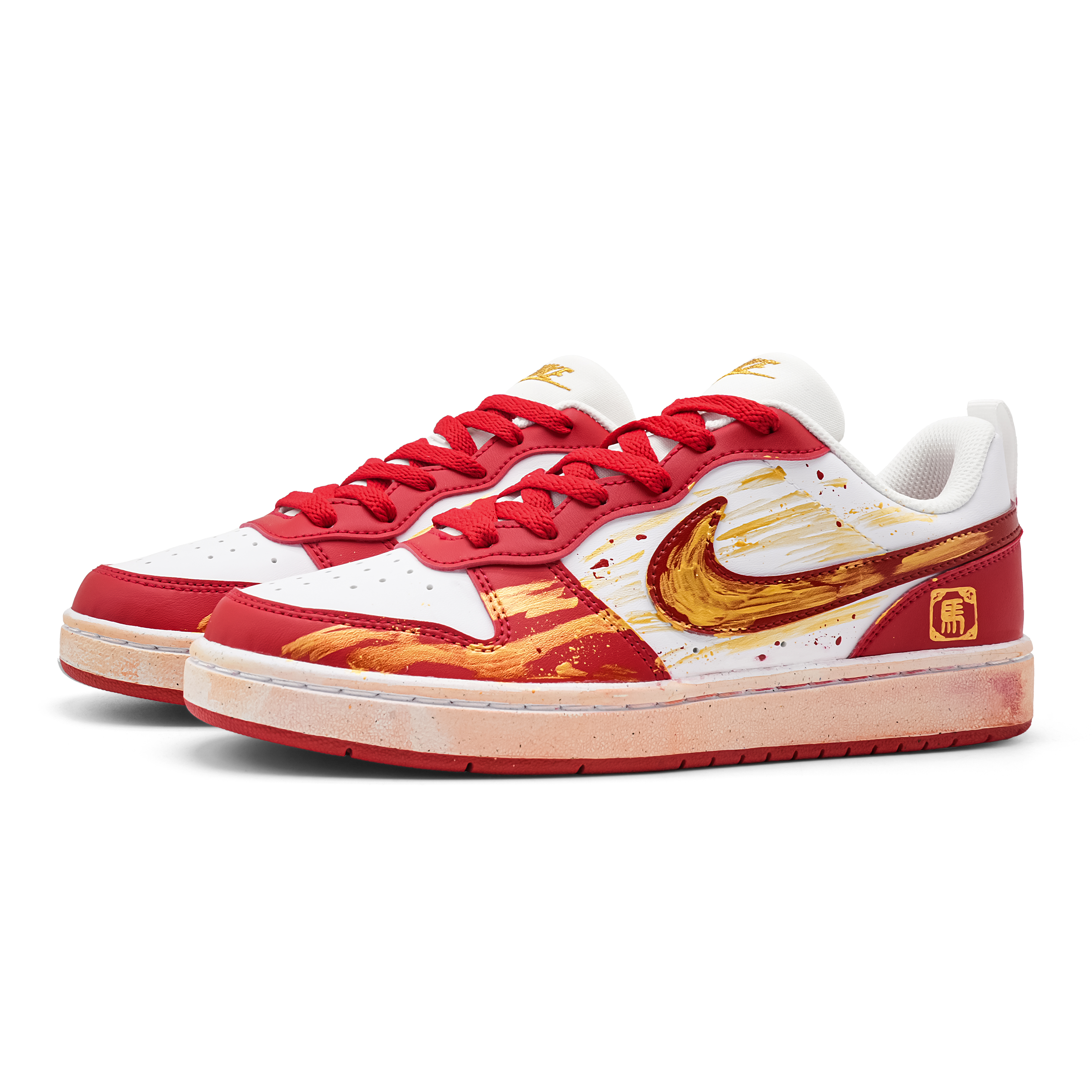 Nike Court Borough Cushioning, Wear Resistant низкие детские кроссовки для скейтбординга Gold Red Unisex — фото 4