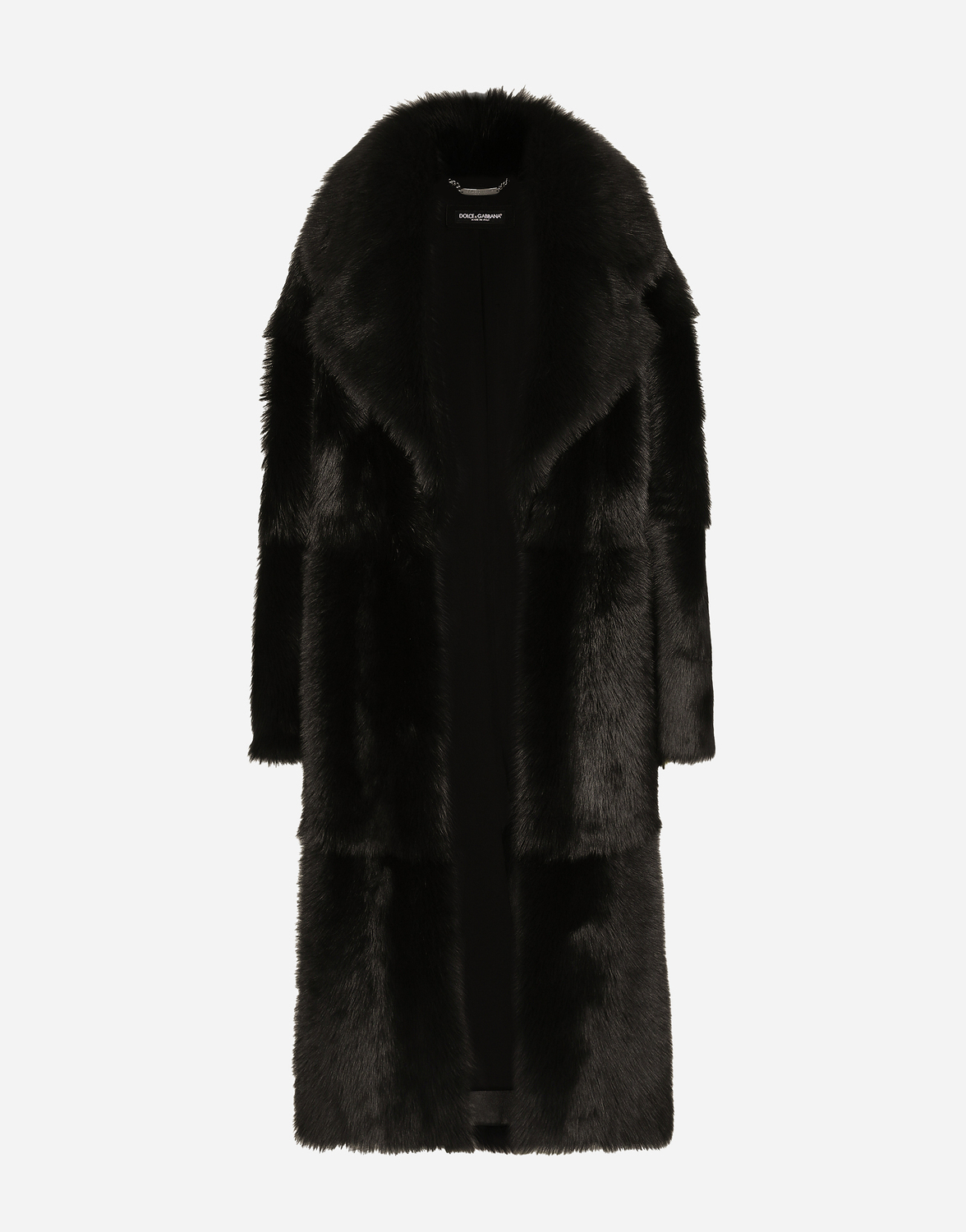 

Однобортное пальто из овчины Dolce & Gabbana, черный