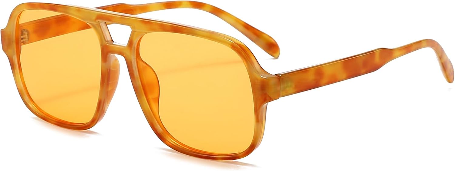 

Ретро-солнцезащитные очки-авиаторы для женщин и мужчин. Модные классические квадратные зеленые солнцезащитные очки-авиаторы в стиле 70-х. Винтажные очки Breaksun, Orange Tortoise/ Orange