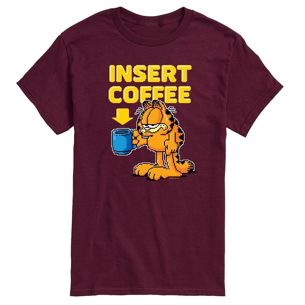 

Мужская футболка с графическим рисунком Garfield Coffee Licensed Character, цвет Maroon