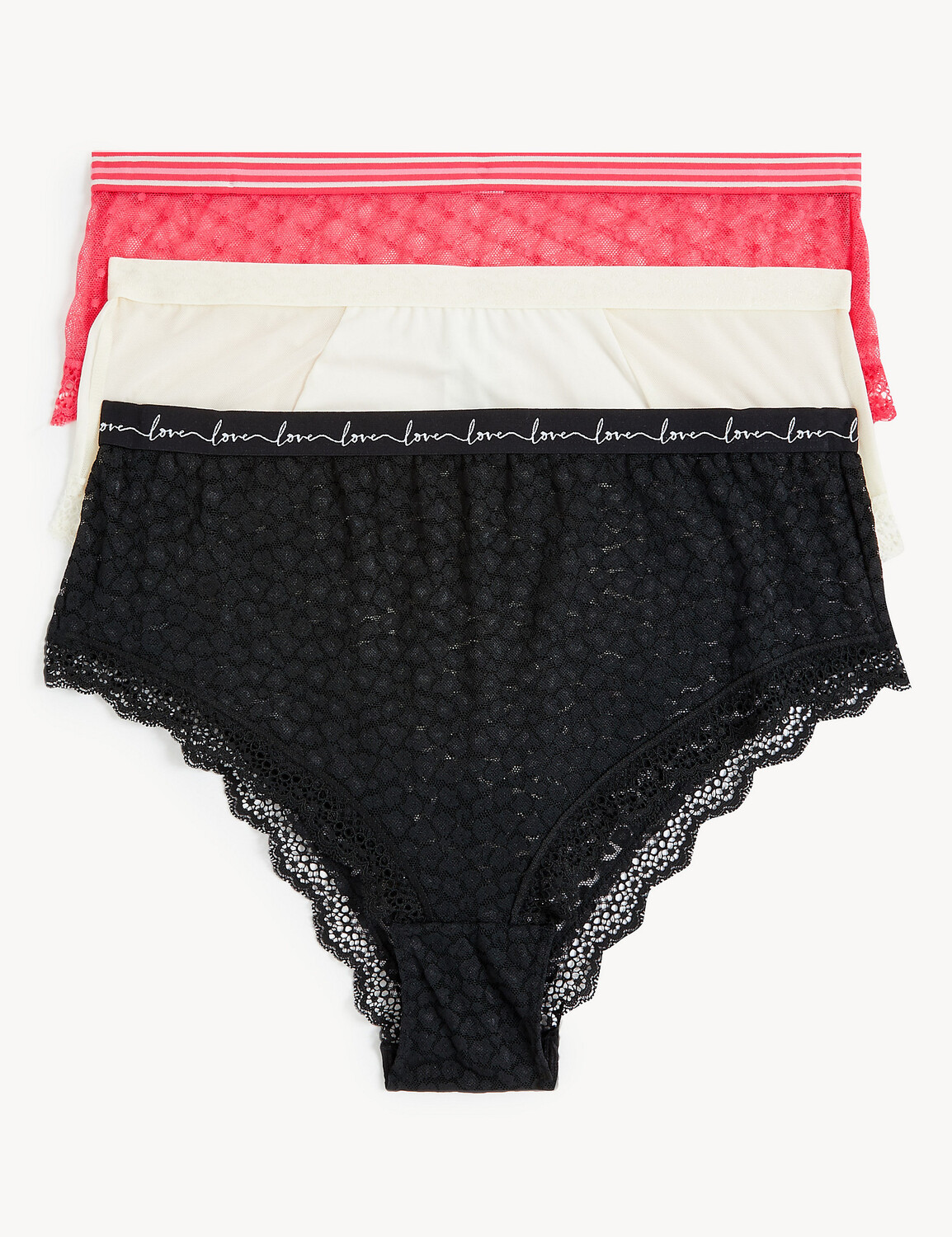 

Бразильские трусики из 3 штук с кружевом и сеткой с высокой талией Marks & Spencer