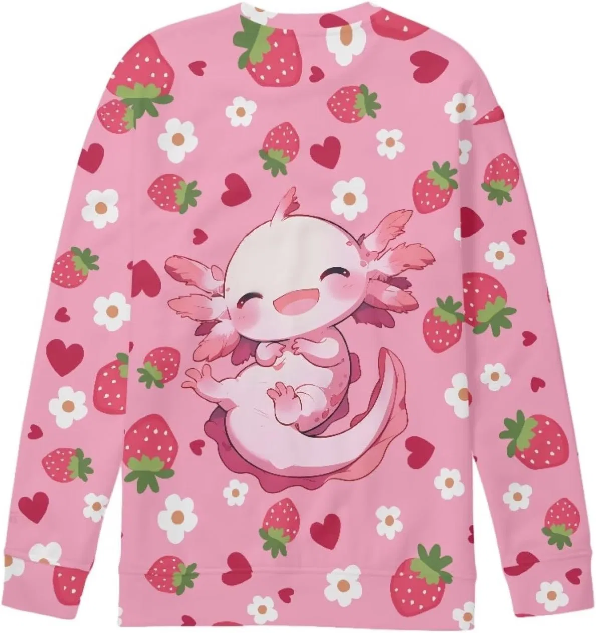 Детская толстовка с принтом Axolotl Strawberry Kawaii, ZPINXIGN, 6-14 лет — фото 4