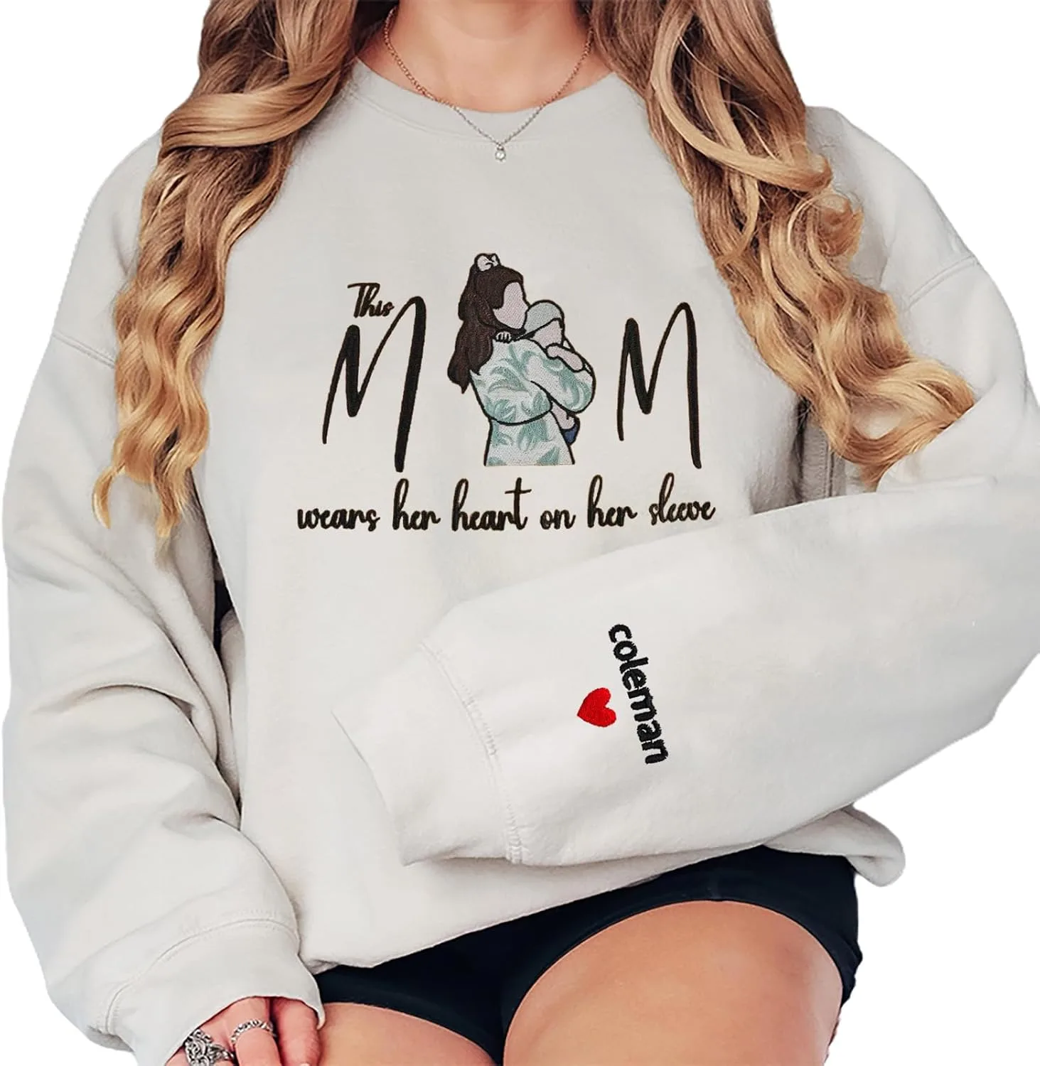 

Персонализированный худи с вышивкой семейного фото и блестками ROSLILY