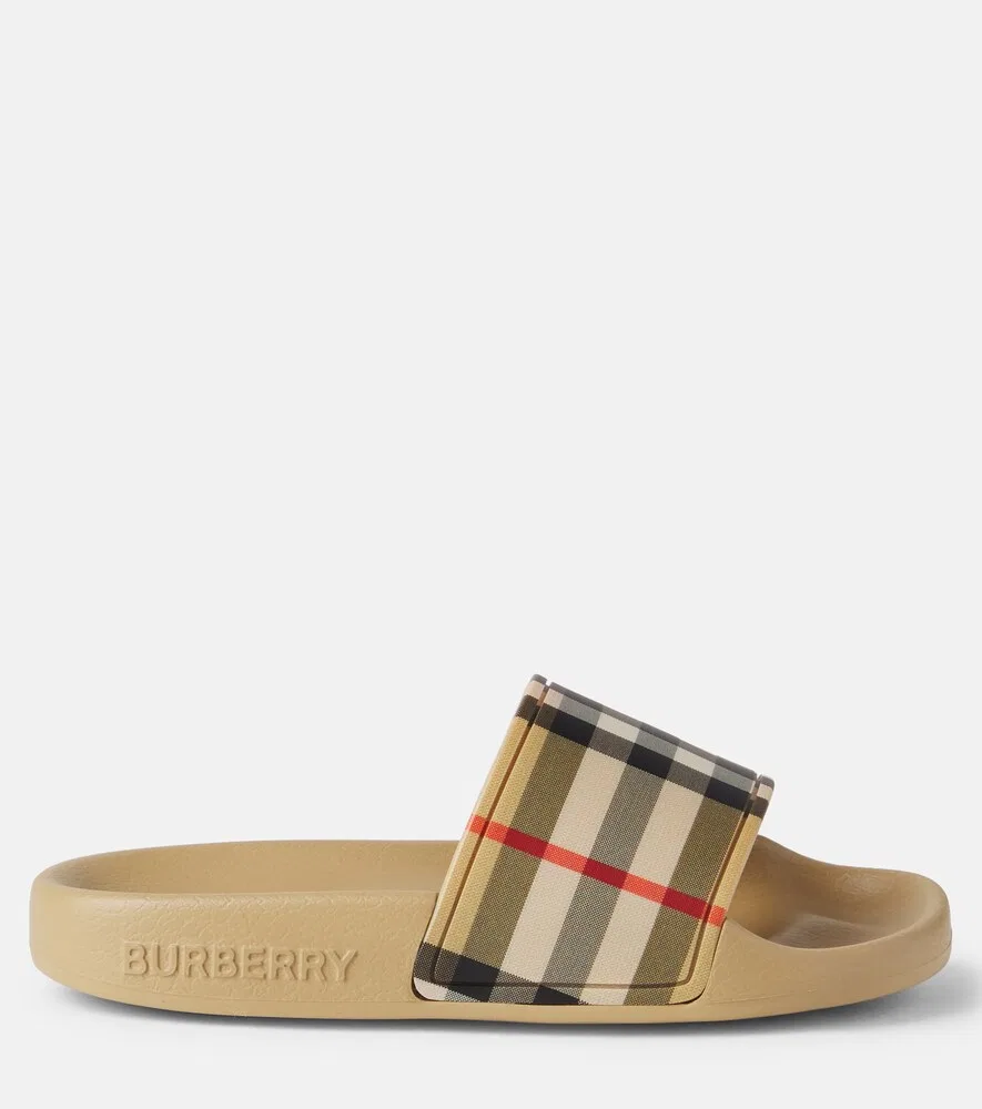 Шлепанцы Burberry в клетку Burberry Kids, бежевый — фото 3