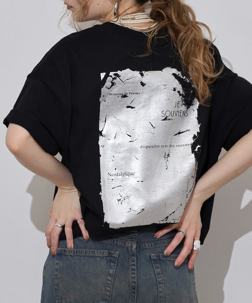 

Футболка широкая с фольгированным принтом FUNALIVE, черный