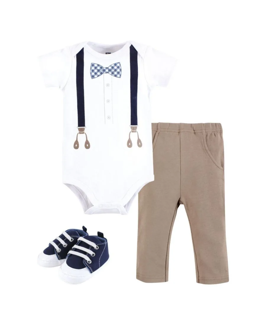 Хлопковый боди, брюки и обувь, комплект из 3 предметов, Tree Rex Hudson Baby, синий gingham bow tie