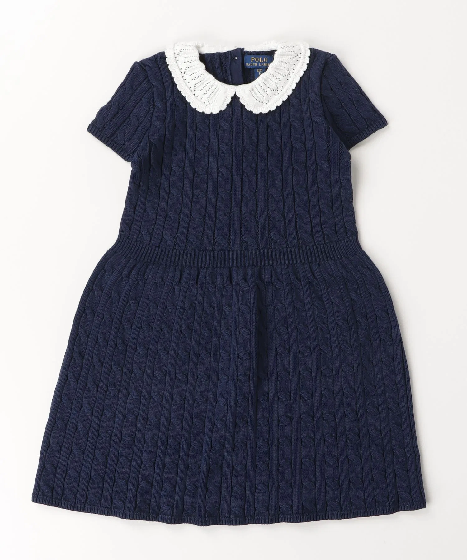 Детское хлопковое платье POLO RALPH LAUREN CHILDRENSWEAR тёмно-синее — фото 3