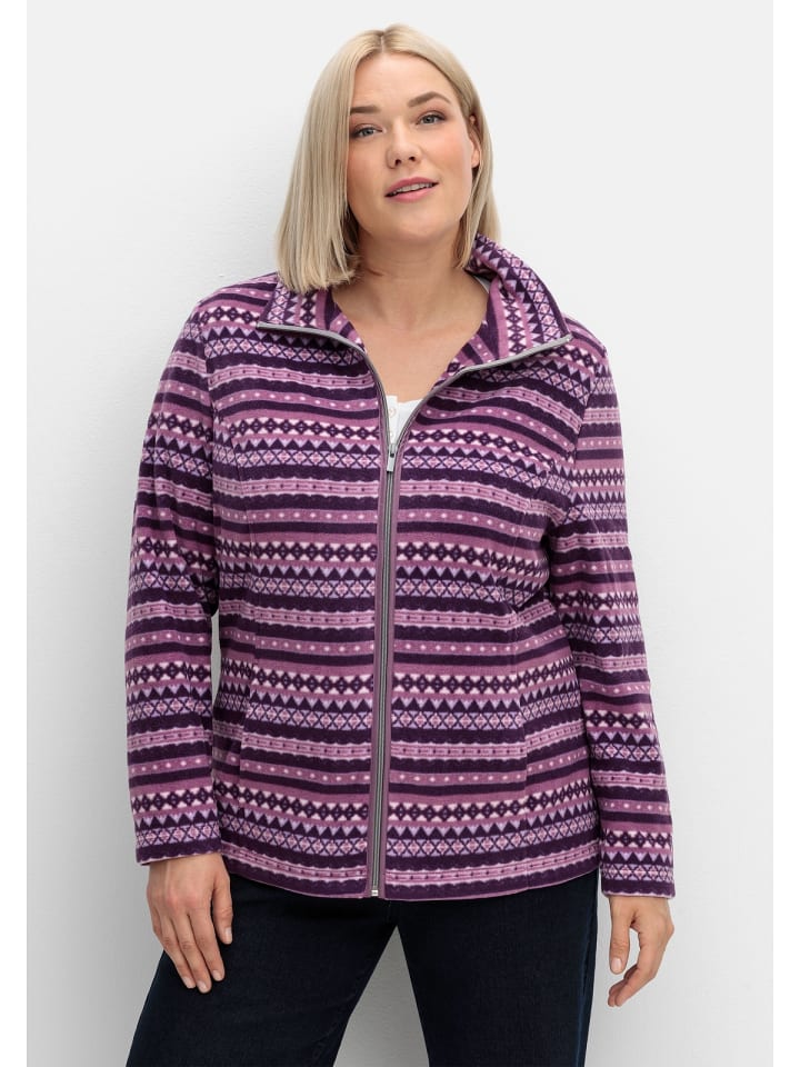

Куртка sheego Fleecejacke, цвет traube gemustert