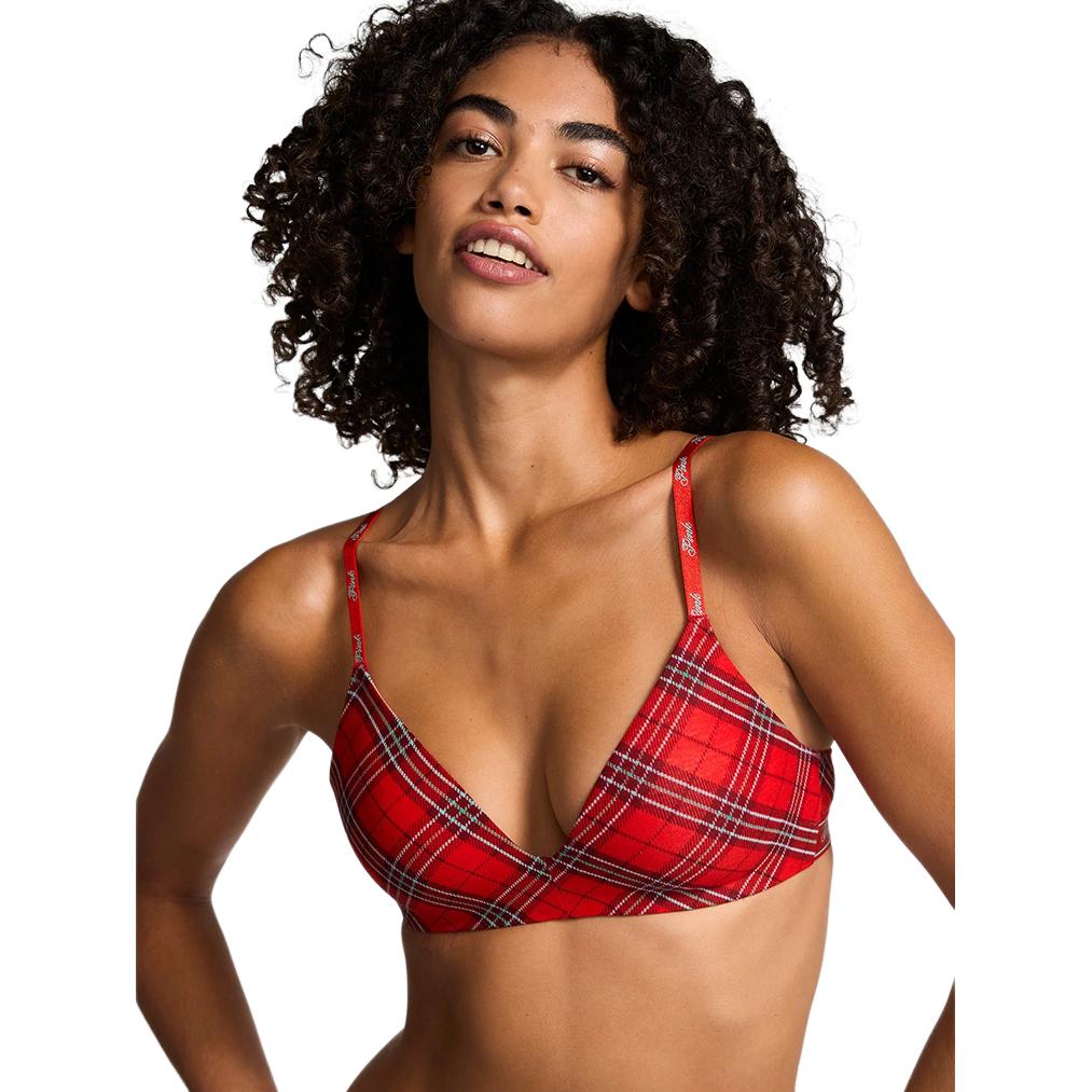Victoria's Secret Бюстгальтер PINK для женщин в красно-зеленую клетку — фото 3