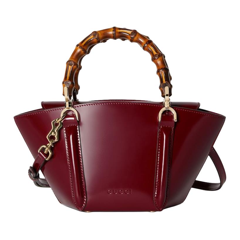 

GUCCI Блестящая кожаная сумка тоут, шоппер, через плечо, кроссбоди, мини-клатч Ancora Red