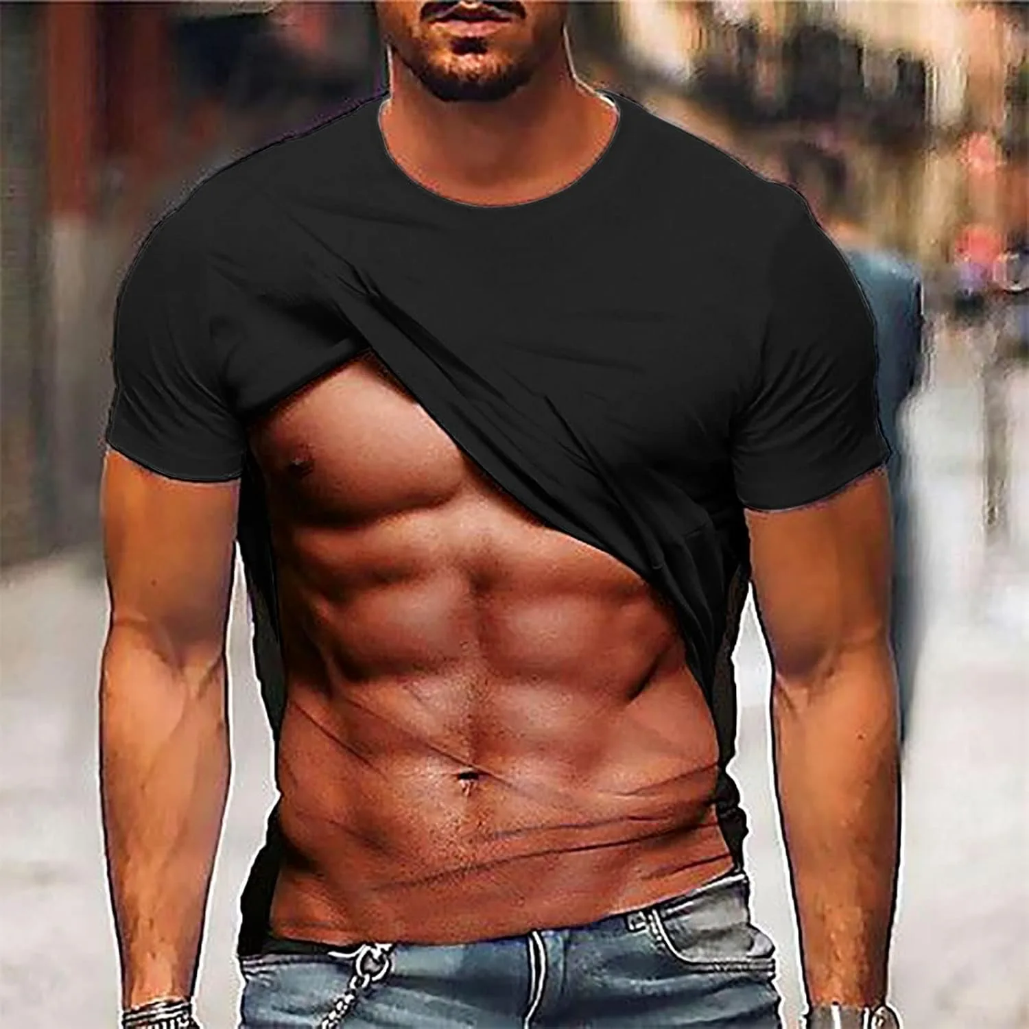 Футболка с принтом для мужчин Funny Muscle Print — фото 2