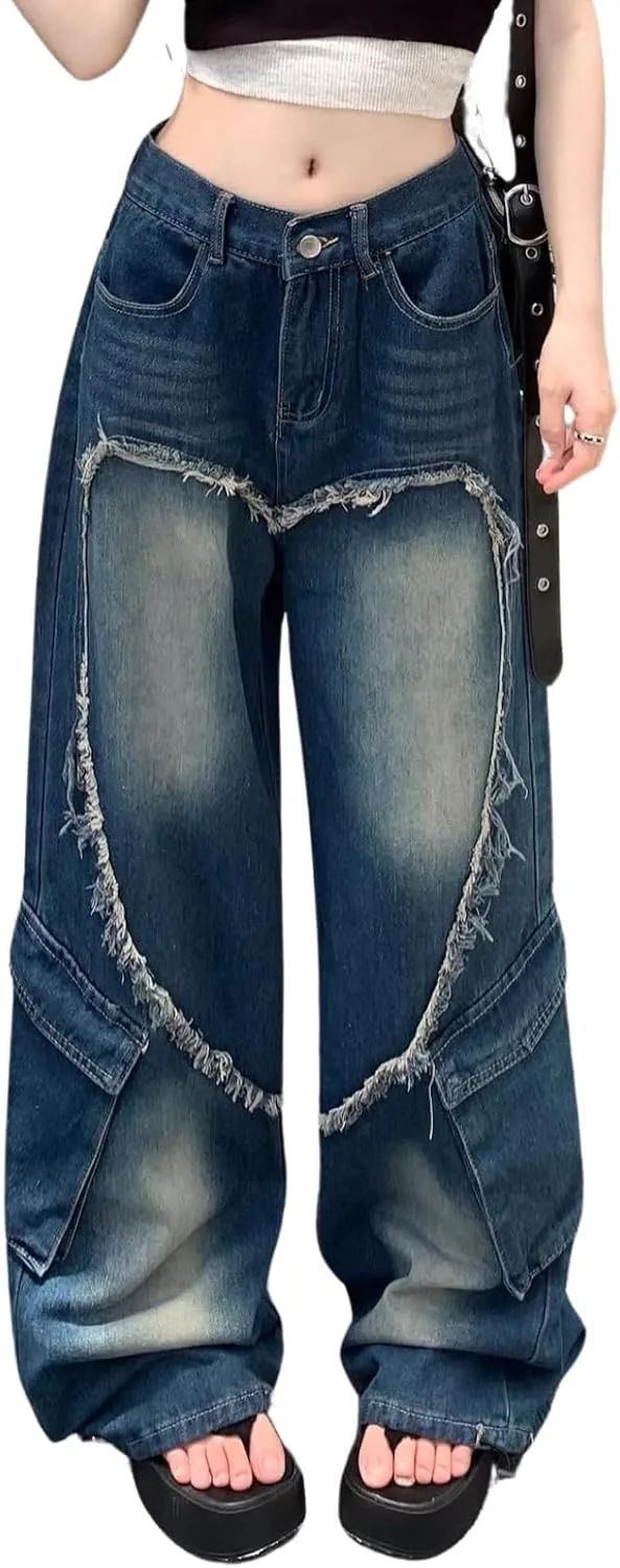 

Брюки-багги для женщин High Waisted Wide Leg с принтом в виде сердца BeRamg