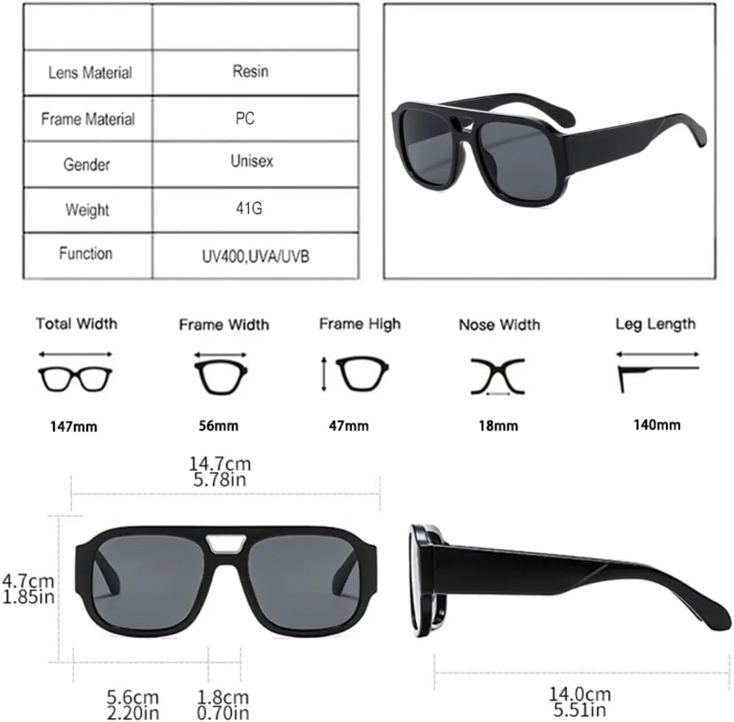 

Мужские солнцезащитные очки в стиле ретро с двойной перемычкой, квадратной формы, модные солнцезащитные очки UV400 для женщин, панк-градиент UATXTAU, Leopard Green