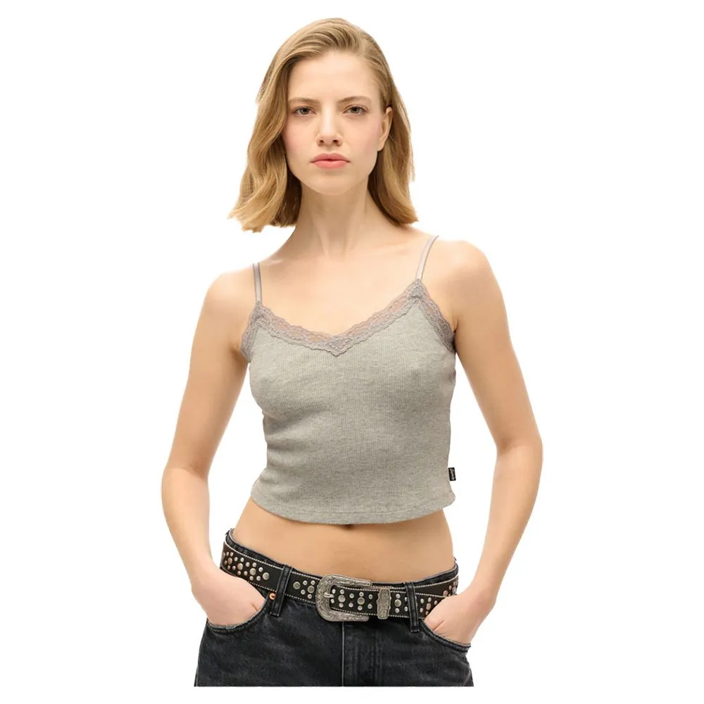 

Футболка Superdry Essential Lace Trim Crop Cami, зеленый