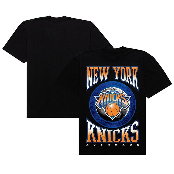 

Мужская черная футболка new york knicks vintage metal premium heavyweight Authmade