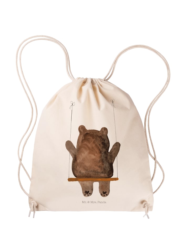 

Mr. & Mrs. Panda Джутовая сумка с качелями в виде медведя, без слов, кремового цвета