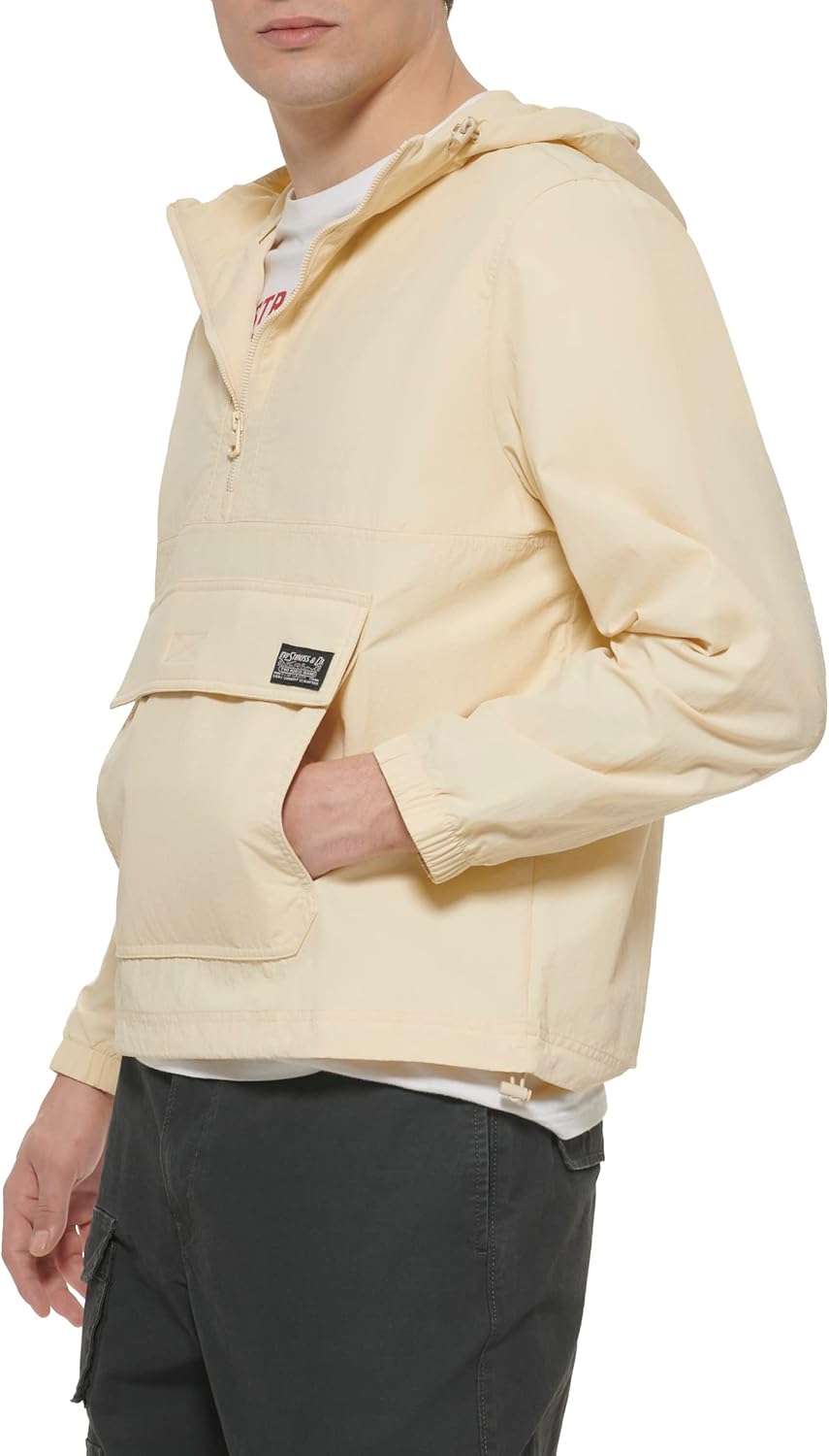 Мужская легкая куртка-ветровка с капюшоном Levi's Taslan Popover, Sand — фото 3