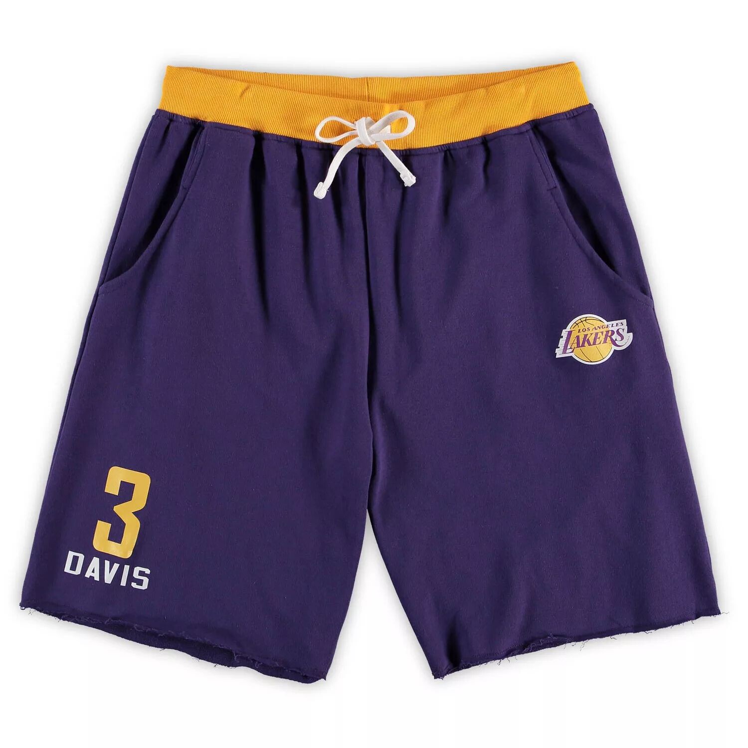 

Мужские шорты Anthony Davis Purple Los Angeles Lakers Big & Tall French Terry с именем и номером Majestic