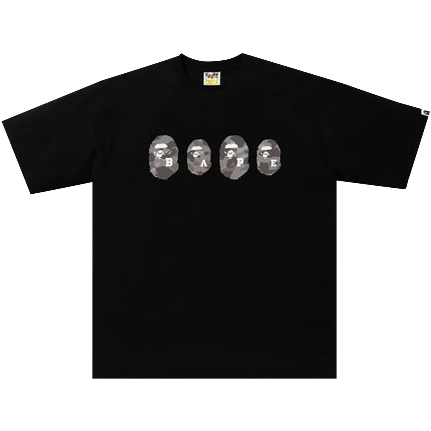 

Свободная футболка BAPE Color Camo Ape Head, Черный/Серый