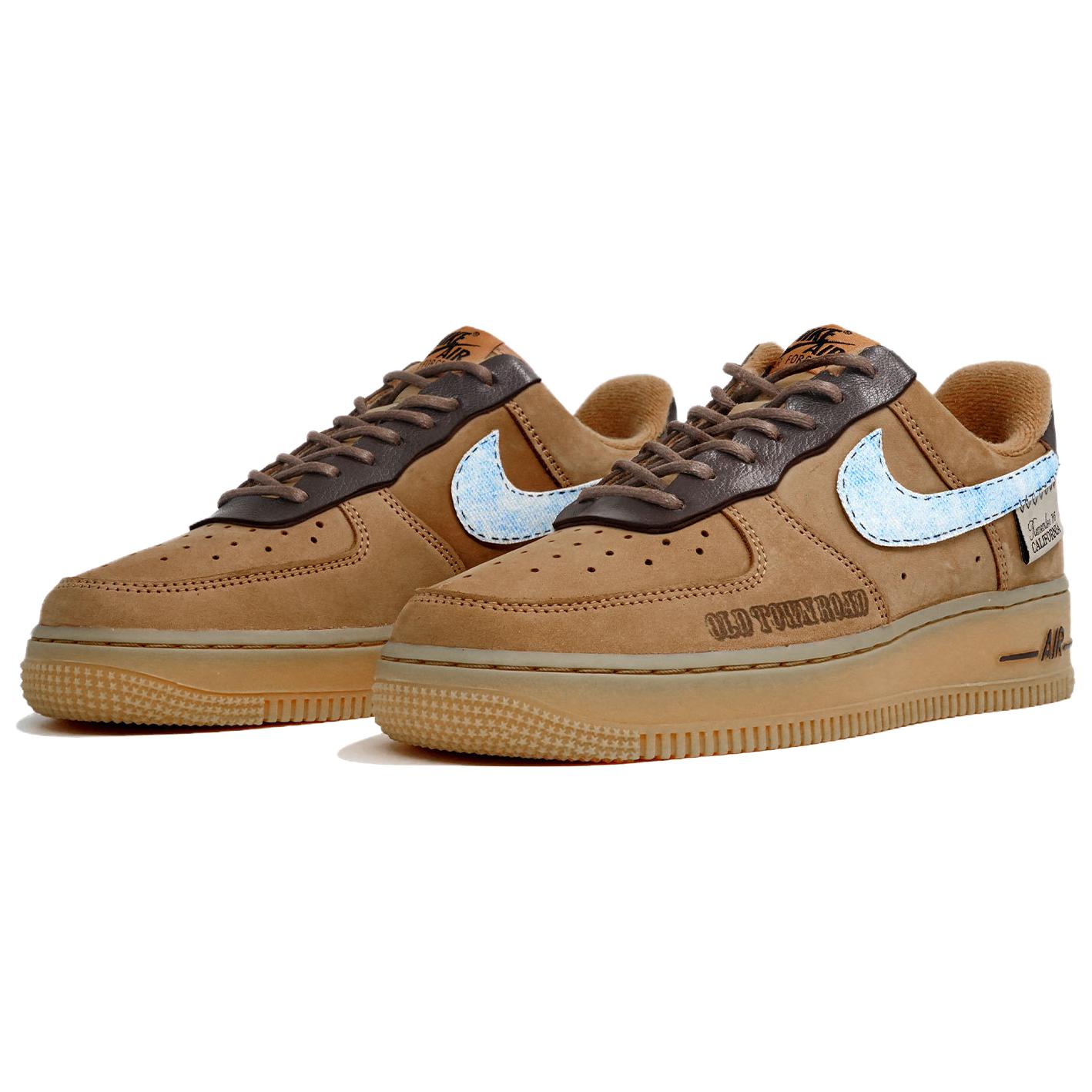 Кроссовки Air Force 1 унисекс низкие синие Nike, синий/коричневый — фото 4
